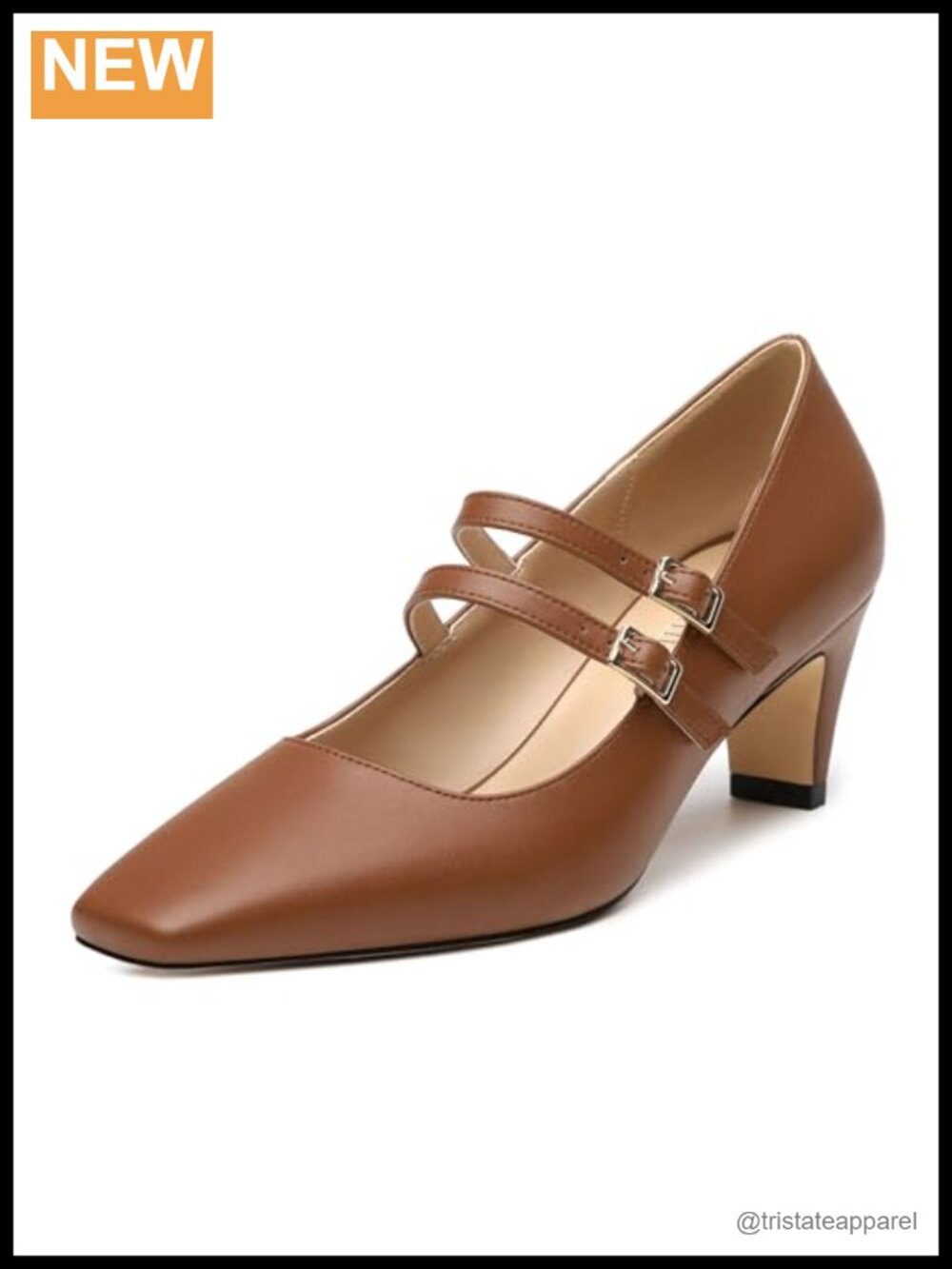 Mary Jane Block Heels Square Closed Toe 2 Inch Pumps